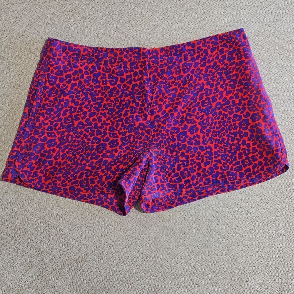 Diane Von Furstenberg Tiffany Clean Blue Camo Leopard Silk Shorts - Size 2